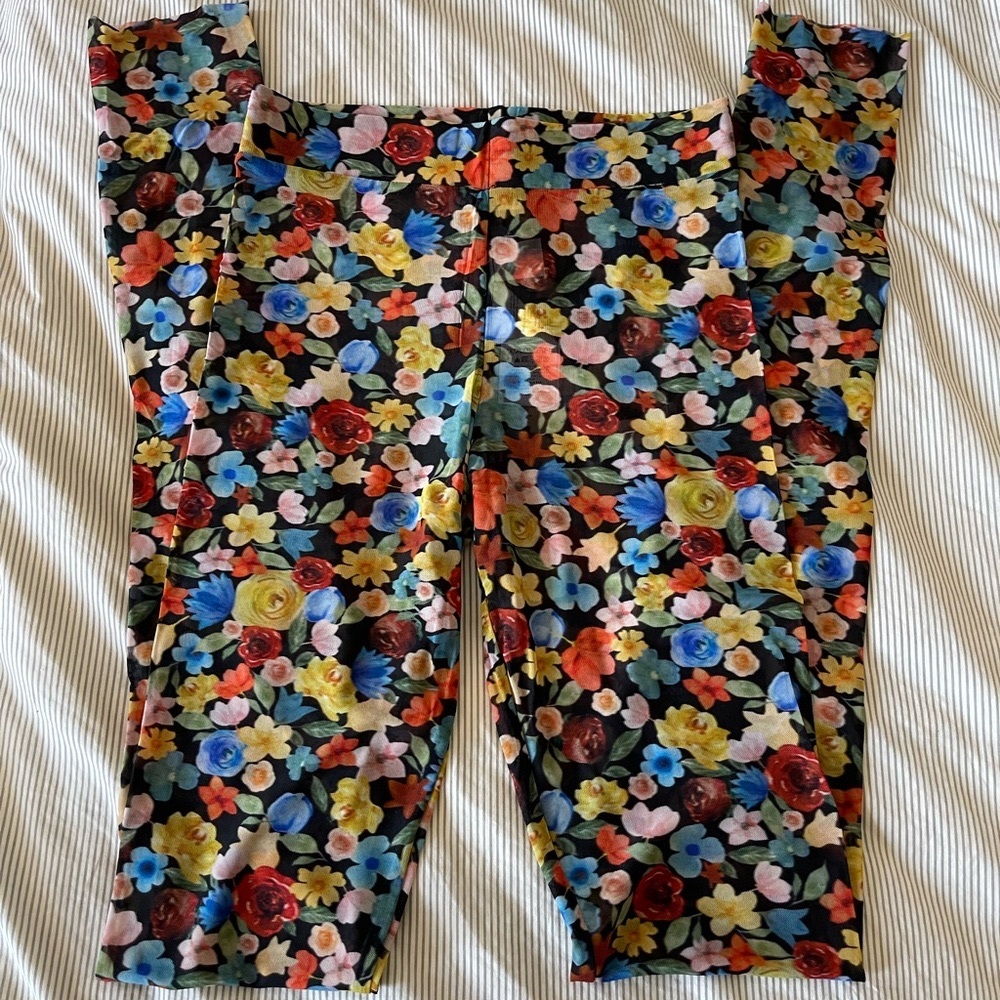 Ganni Floral Mesh Leggings